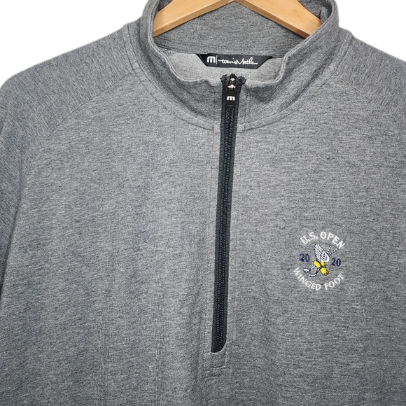 Travis Mathew Mens XL Grey U.S. Open L/S Athletic 1/2 Zip Pullover Golf Sweater - Picture 2 of 5